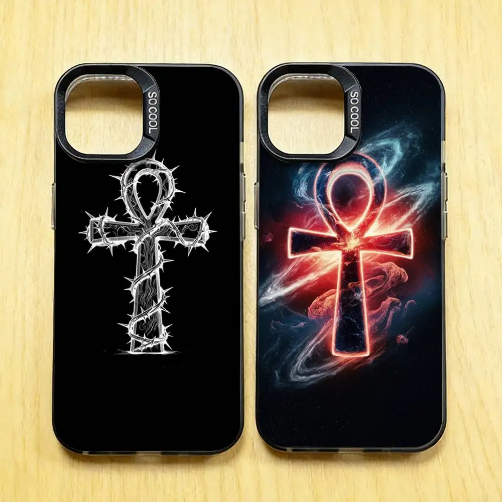 

Ankh Egyptian Symbol Phone Case for iPhone 17 16 15 Pro Plus 14 13 Max Mini 12 11 X XS Air TPU Bumper