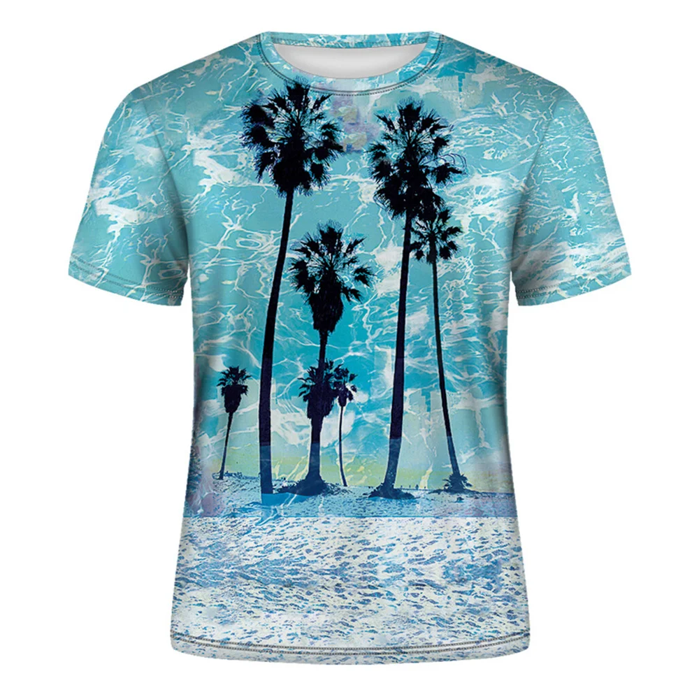 Coconut Tree 3d Print Funny Tshirts New Breathable T Shirt Children Top Kids Boys Girls O Neck T-Shirts Baby Clothes