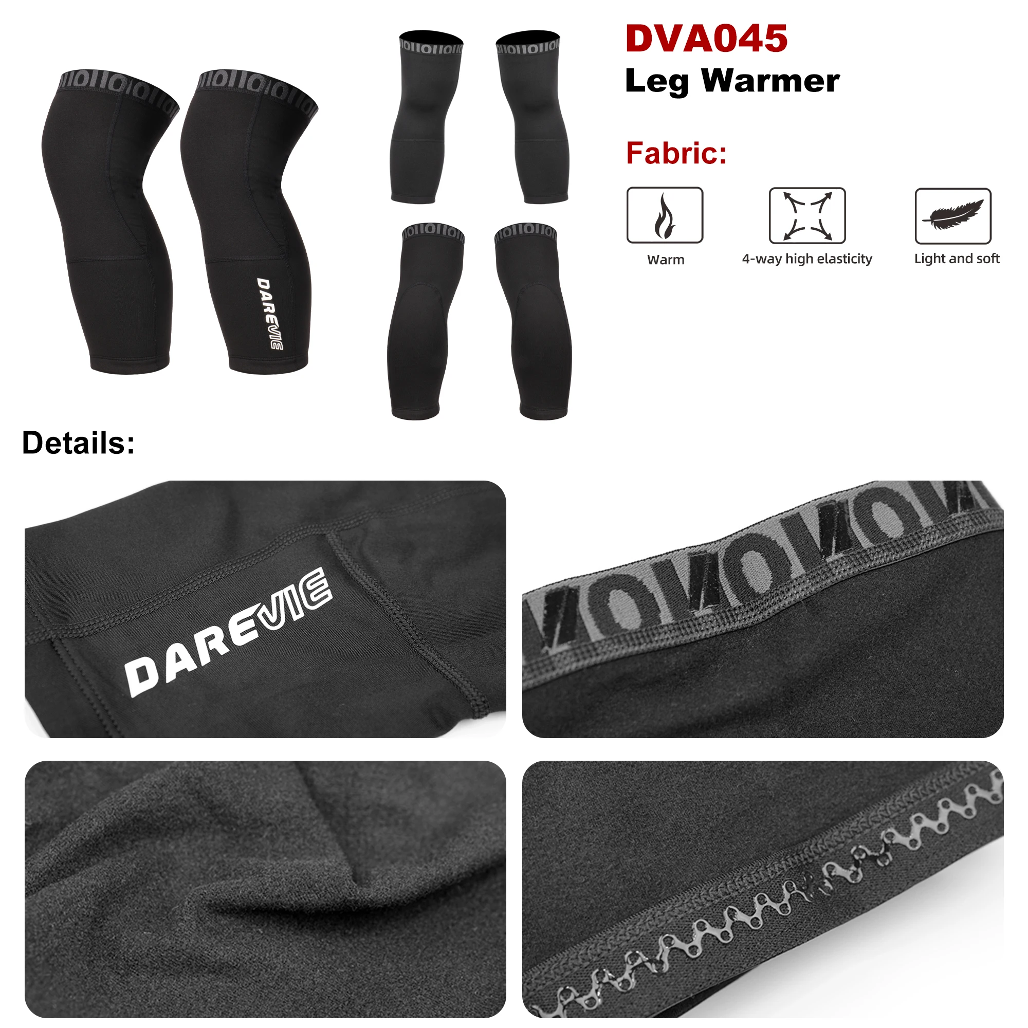 DAREVIE Leg Warmer Winter Compression Anti-Slip Half Leggings Keep Warm Outdoor Sporting Kneepad Leggings Warmers Cycling