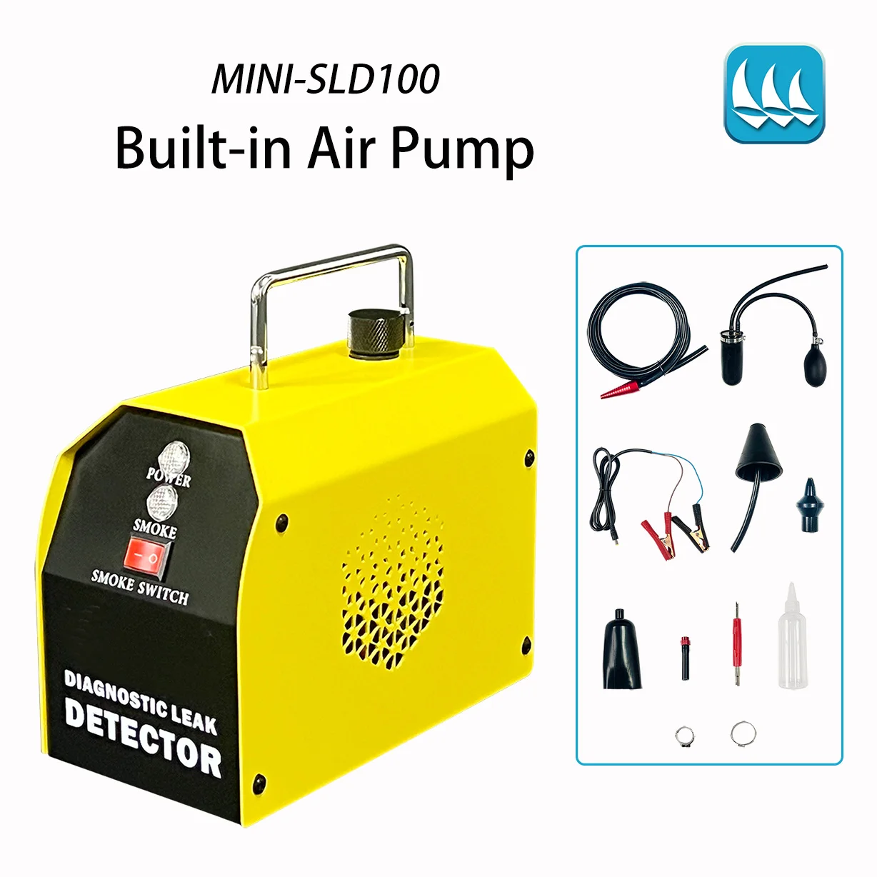 

MINI-SLD100 Automotive Smoke Leak Detector Oil Pipe Generator EVAP System Tester Leakage Gas Leakage Locator Diagnostic Tool