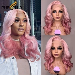 Ombre Pink Transparent 13X4 Lace Front Wig Remy Human Hair Short Loose Wave 180% Dneisty Gray Ash Blonde Colored Frontal Wigs