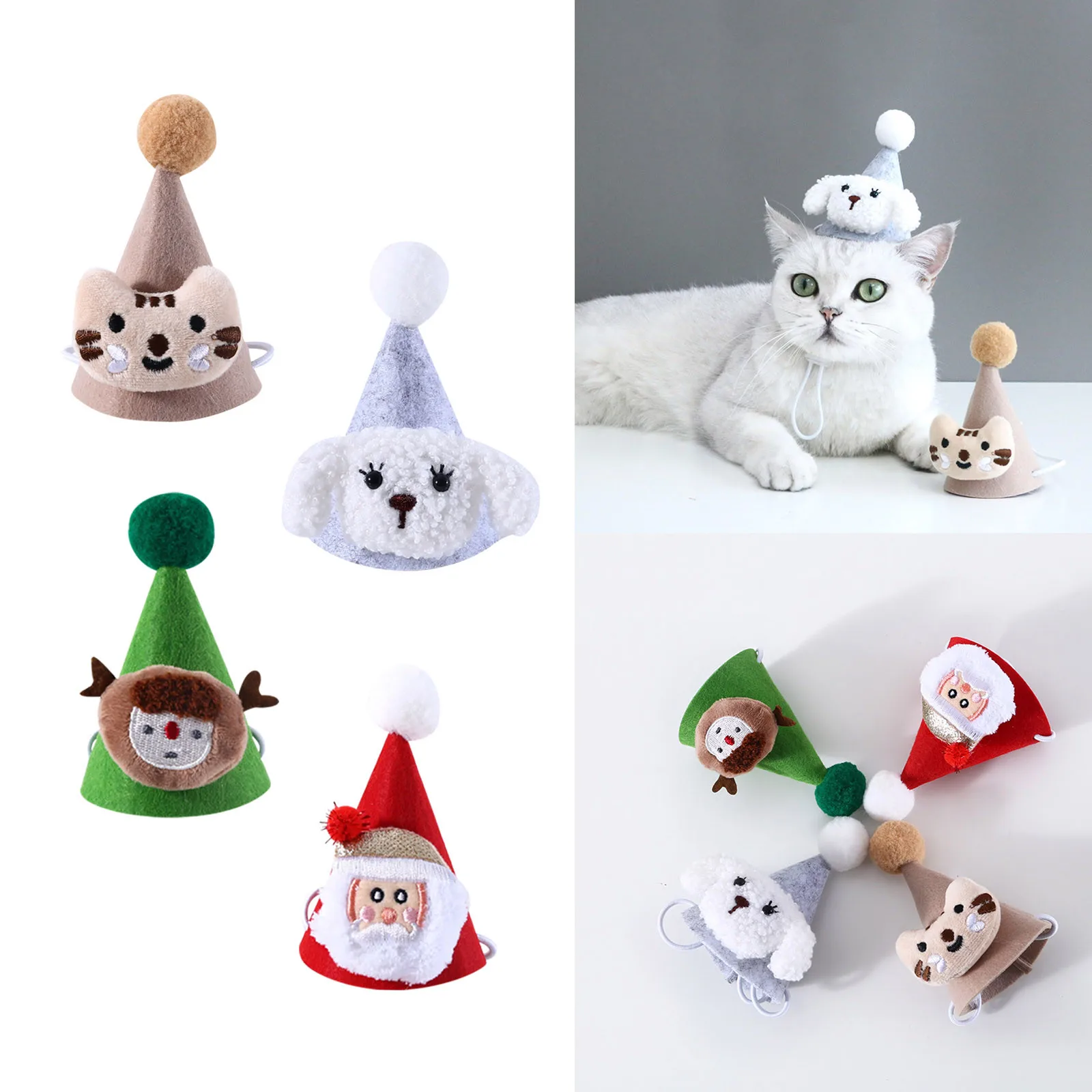 Pet Cat Teddy Dog Birthday Hat Stereo Ball Ball Hat h Cartoon Doll Christmas Hat Headdress