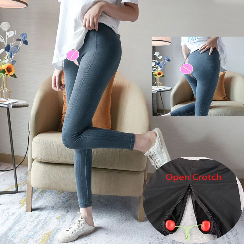 Seamless Leggings Women Open Crotch Outdoor Sex Pants Yoga Fitness Gym Sweatpants Sports Peach Butt Pants Jeans Exotic Hotpants