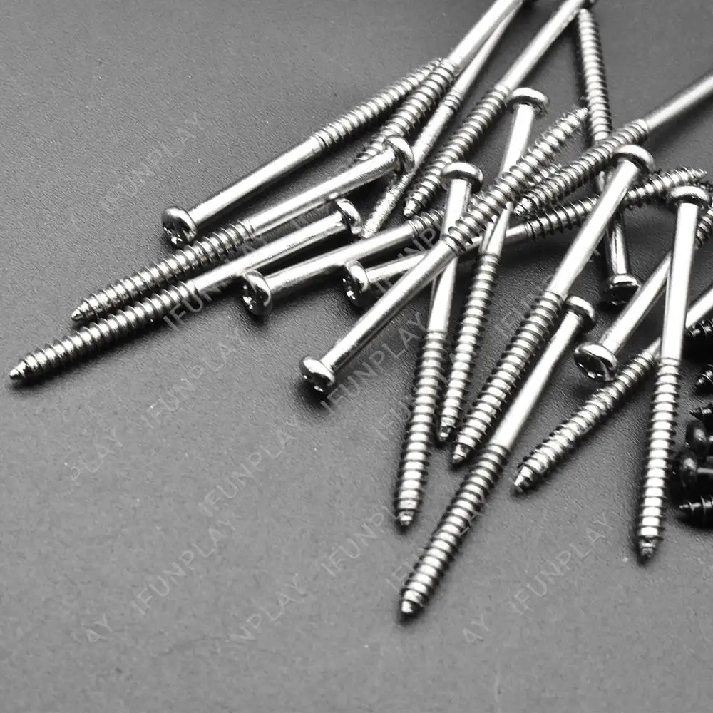 12pcs Electric Guitar Bass Pickup Height Adjusting Screws Humbucker Pickup Screws M2.6*35MM Chrome Black