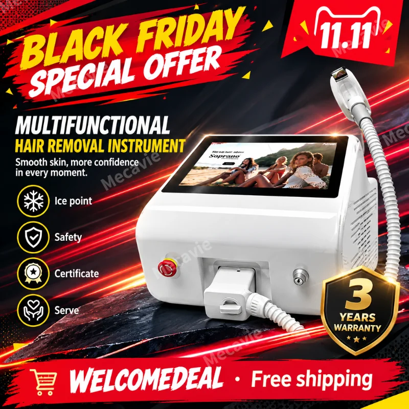 6000W 808NM Diode Laser Hair Removal Machine Soprano Ice Titanium Portable 6-Wave Body Hair Removal Device Black Friday Deal