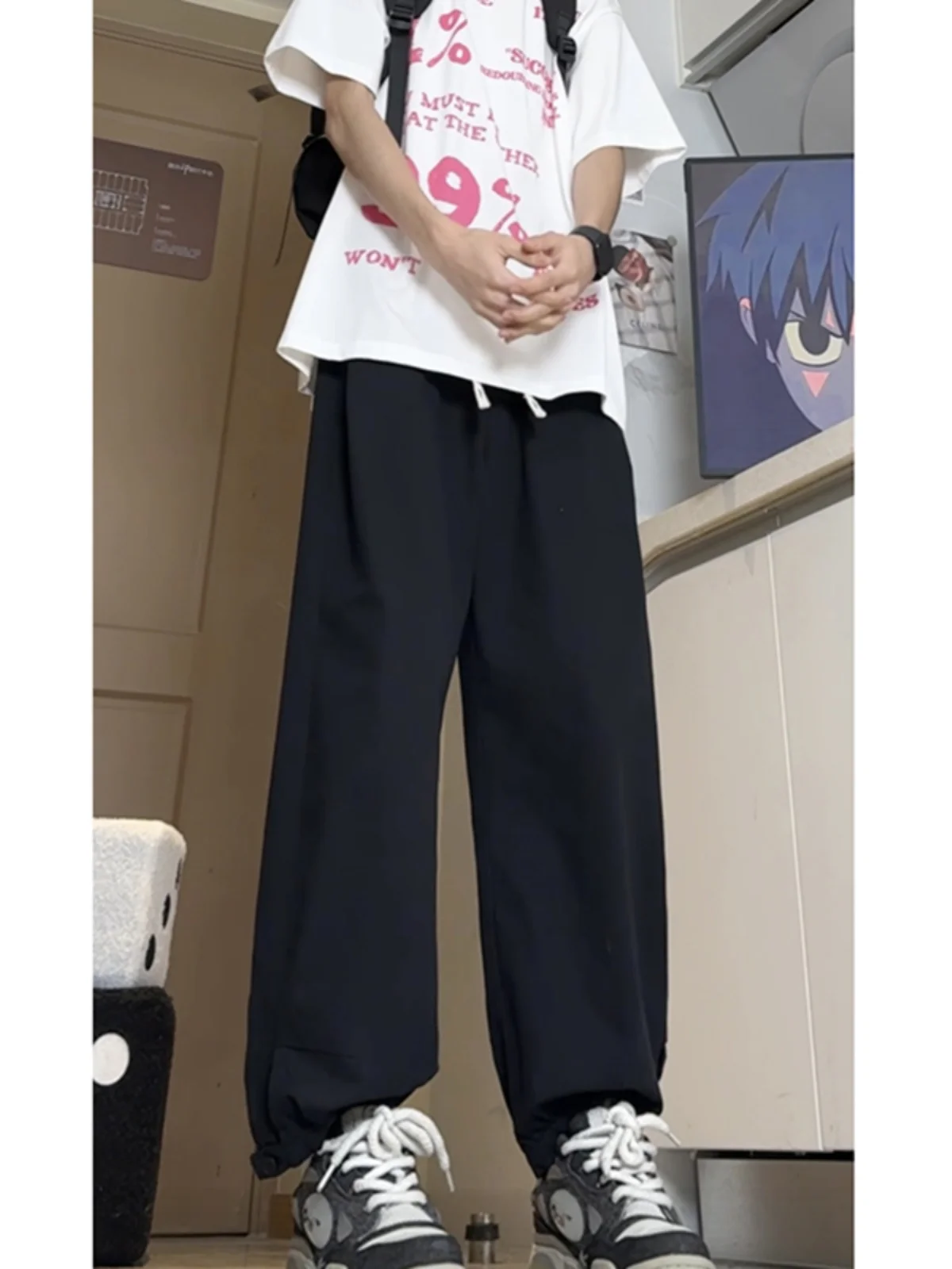 

y Summer Thin Loose Straight Casual Pants Men's Faion Retro Trousers Workwear Breathable Comfortable Lightweight