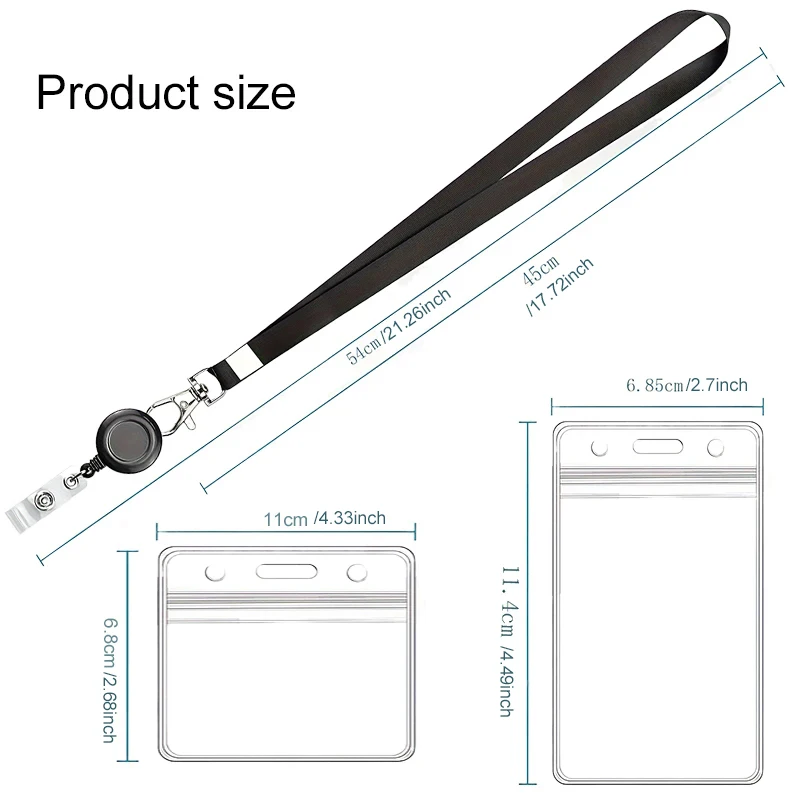 1-3Pcs Waterproof ID Badge Holder with Lanyard & Lobster Clasp for Work Office School Nurse Durable PVC Name Tag Card Sleeve TMZ