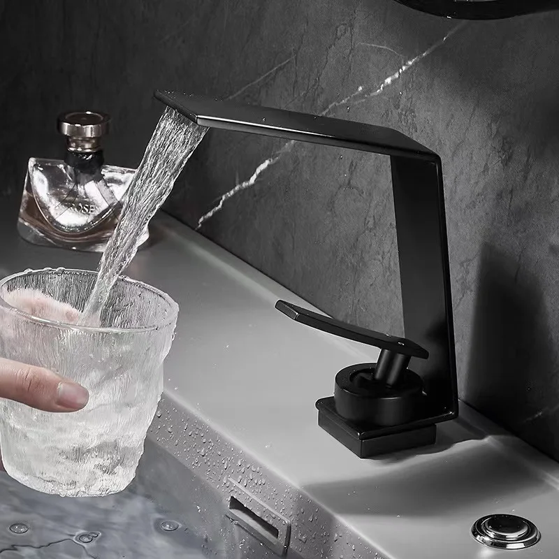 Designer Copper Waterfall Mixer Tap,Hot/Cold Dual Control Bathroom Sink Faucet,Easy Install 2025 New Luxury Faucet for Washbasin