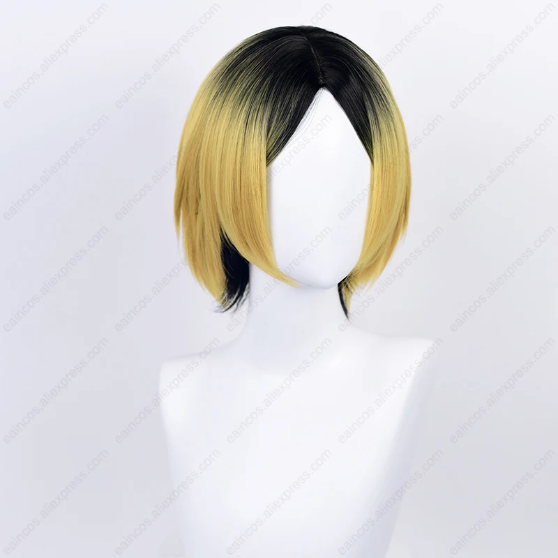 Anime Kenma Kozume Cosplay Perücke 33cm gefärbte Farbverlauf Kopfhaut kurze Perücken hitze beständiges Kunst haar