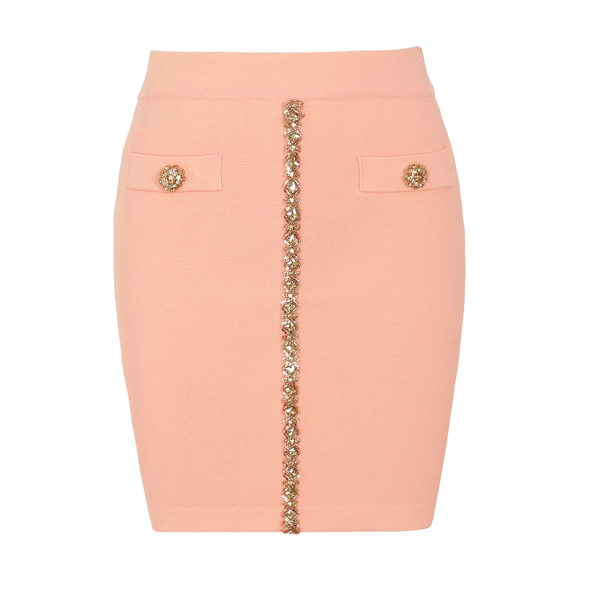 2687 High End Quality Summer Women's New Fashionable Heavy Duty Nail Diamond Ladies' Style Knitted Short Bag Hip Skirt
