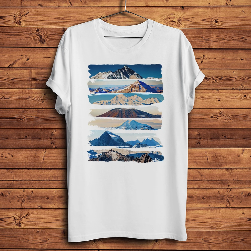 seven Summits mountain peak and Tropical Forest Funny natural T Shirt Men homme daily Short sleeve TShirt Unisex Streetwear tee