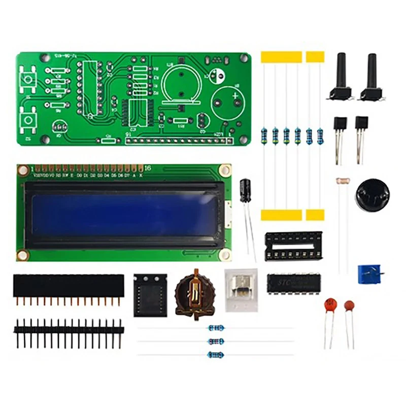 Electronic DIY DS3231 LCD Perpetual Calendar Kit Alarm Clock Temperature Display DIY Electronic Soldering Practice Loose Parts