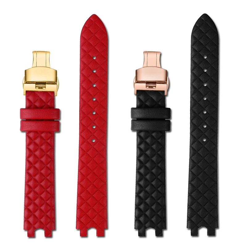 For Versace PALAZZO Watch Strap Medusa VECQ00218 518 318 U-Notched Genuine Leather Watch Band Women 18mm