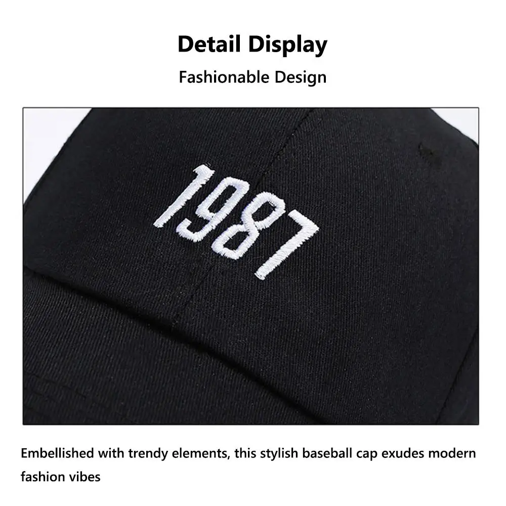 Cómodo bordado 1987 gorra de béisbol para hombre ala ancha ajustable deportes al aire libre sombrero para el sol protección solar gorra Snapback Unisex