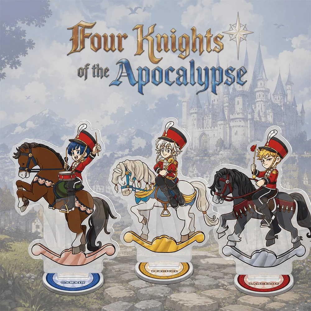 Four Knights of the Apocalypse Gawain 15cm Acrylic Stand Keychain Chibi Rocking Horse Toy Soldier Ver Tabletop Desk Ornament Gif