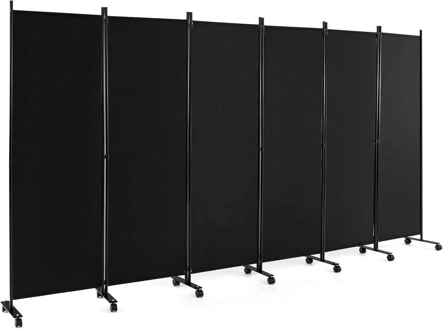 

6 Panel Room Divider, 132''W x 68''H Large Folding Privacy Screen, Rolling Partition Room Dividers for Home Office Studi