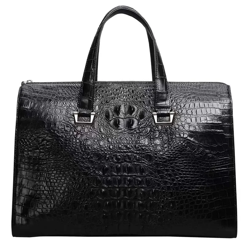 lukani Travelling Crocodile bag men handbag Large capacity male hand bag commerce business  male crocodile