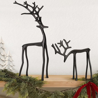 Modern Reindeer Statue Wear Resist Black Finish Statue Reusable Christmas Tabletop Ornaments for Xmas Mantel Fireplace