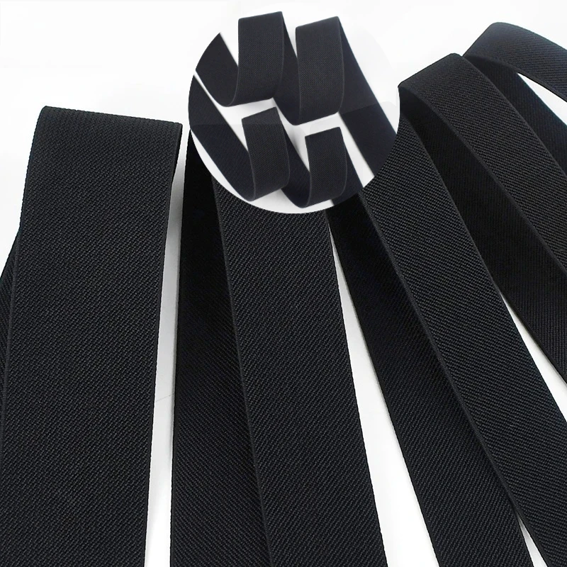 

20-70mm 1-5M Black Elastic Bands for Pants Waist Underwear Rubber Ribbon Polyester Stretch Tapes DIY Garment Sewing Accessories