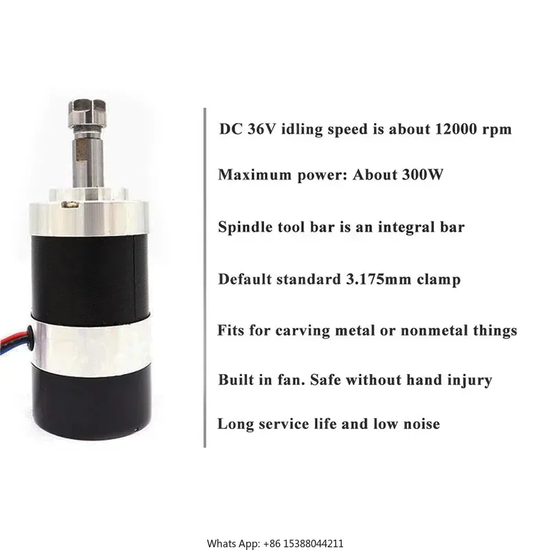 WS55-140 Brushless 300W Spindle High Speed 0.3KW Air-cool Spindle Motor DC 36V 12000 RPM m acH3 With ER11 Collet + 55mm Clamp