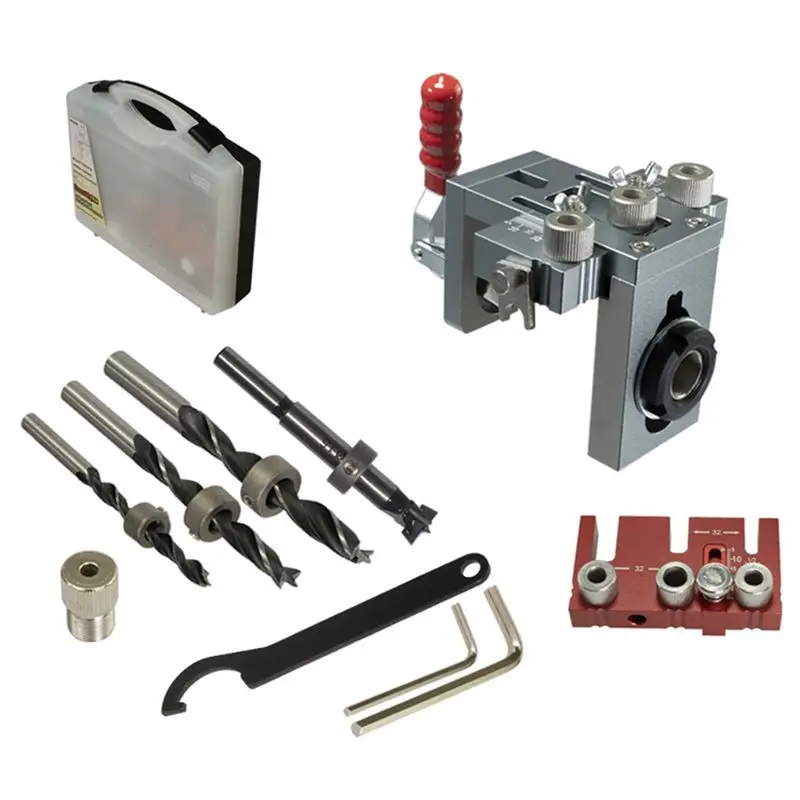 

ELEG-Woodworking Dowelling Jig Kit Adjustable 3 In 1 Wood Drilling Guide Puncher Locator Wood Hole Opener Carpentry DIY Tools Du