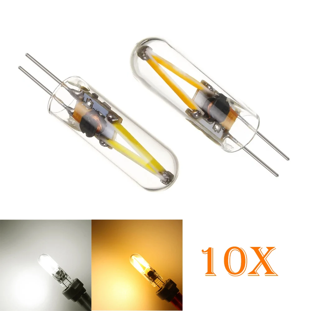 10PCS Mini G4 Led Light Bulbs Ac Dc 12V Cob Filament Glass Lamps Warm/Cool White 3W Lamp Bombillas Chandelier 360Degree Lighting