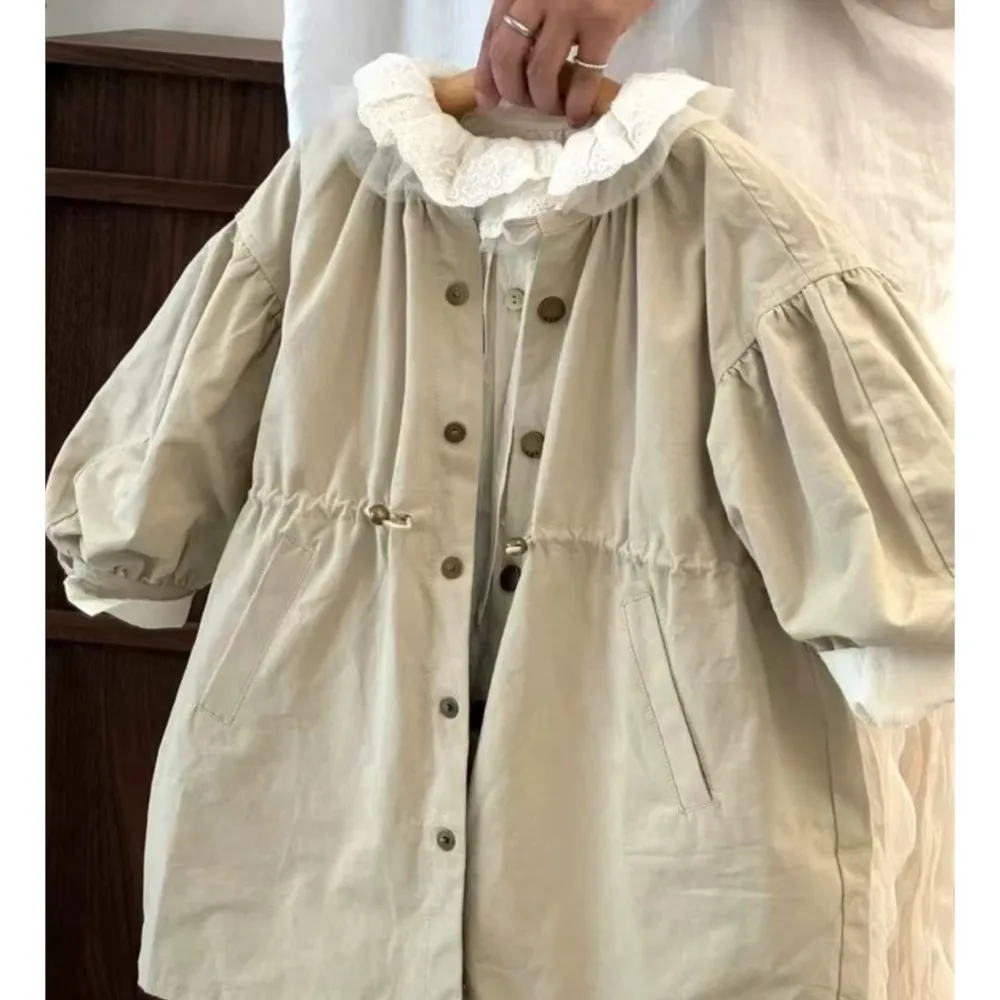 

Детские тренчи для девочек, длинные куртки, модная корейская одежда для детей на весну-осень, повседневные пальто, верхняя одежда