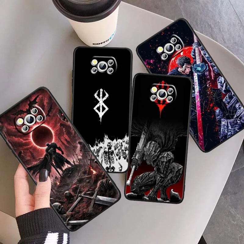 

Berserk Logo Art Cool Popular Phone Case For Xiaomi Mi Poco F3 F4 F5 F6 X3 X4 X5 X6 X7 M3 M4 M5s M5 M6 GT Pro 5G Black Cover