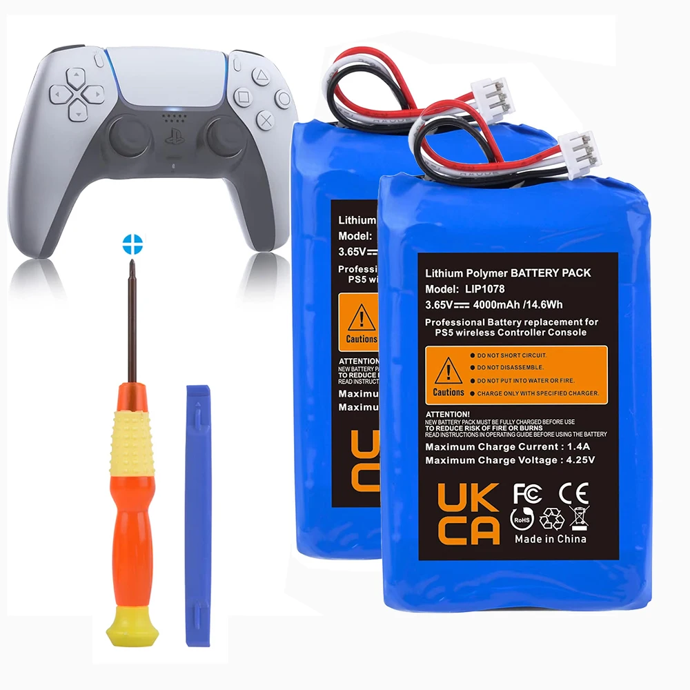 PS5-controllerbatterij, 4000 mAh LIP1708 batterijvervanging voor Sony PS5 PlayStation 5 DualSense CFI-ZCT1W draadloze controller