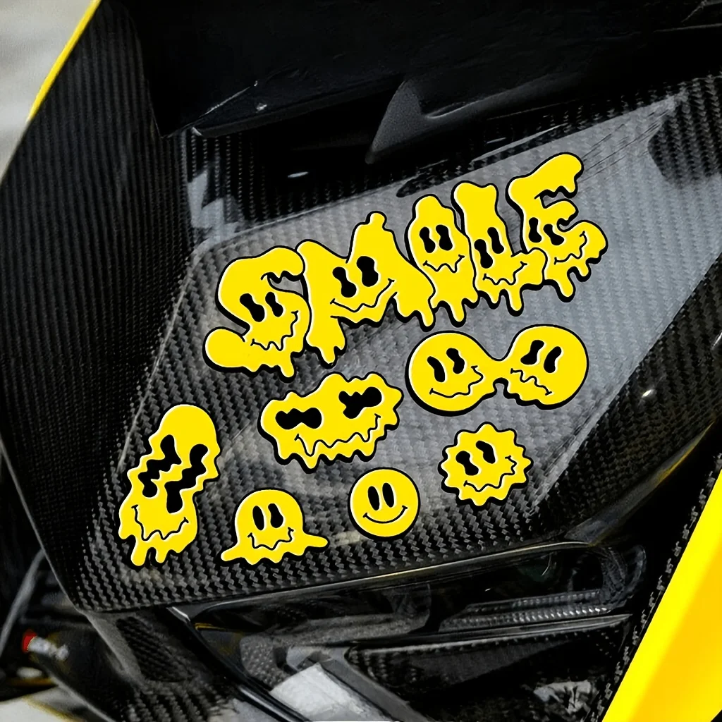 Dripping Melted Smiley Yellow Graffiti Car Vinyl Decal Sticker Waterproof for Helmet Laptop Skateboard