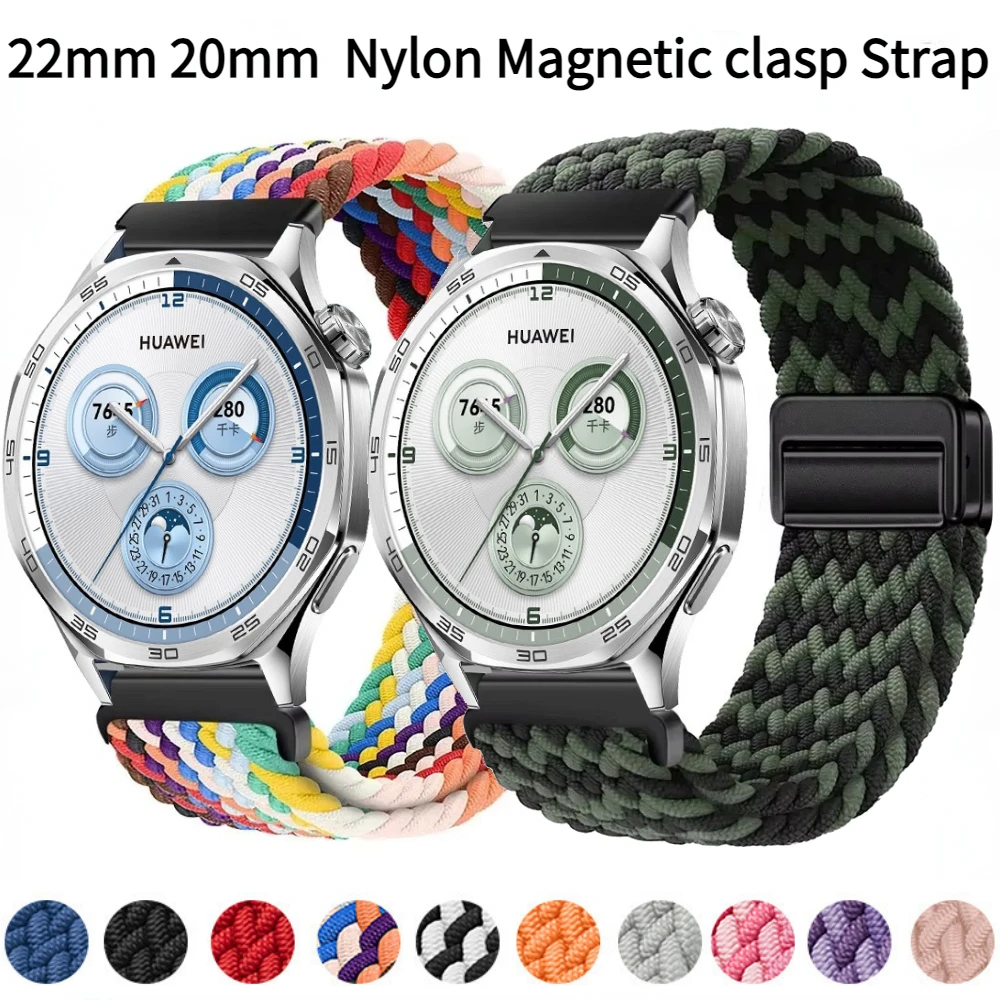 22 mm Magnetverschluss Nylonarmband für Huawei Watch GT5/4/GT5 Pro 46 mm atmungsaktives Armband für 20 mm Samsung Galaxy Watch 7 6 5 Band