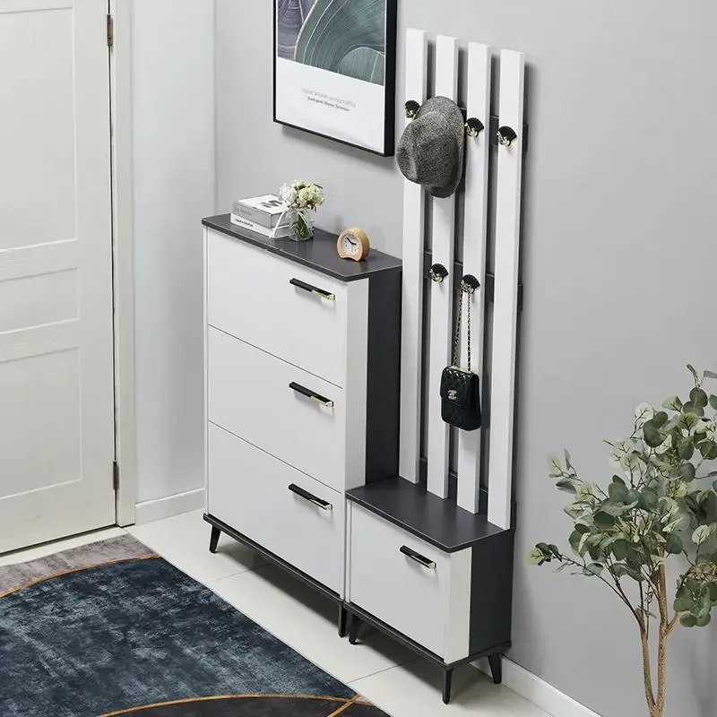 Simple and ultra-thin shoe cabinet can sit at the entrance of the home, enter home, tipping bucket for storage