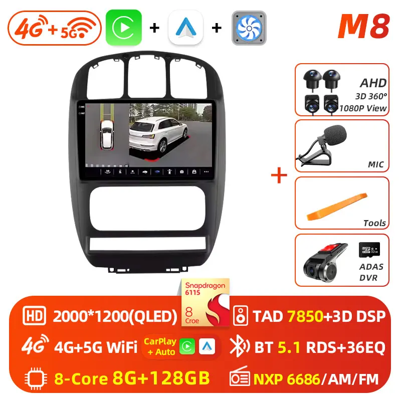 Android 16 wifi + 4G Carplay Autoradio Voor Dodge Caravan 4 Voor Chrysler Grand Voyager RS 2000-2012 navigatie GPS Stereo Multimedia
