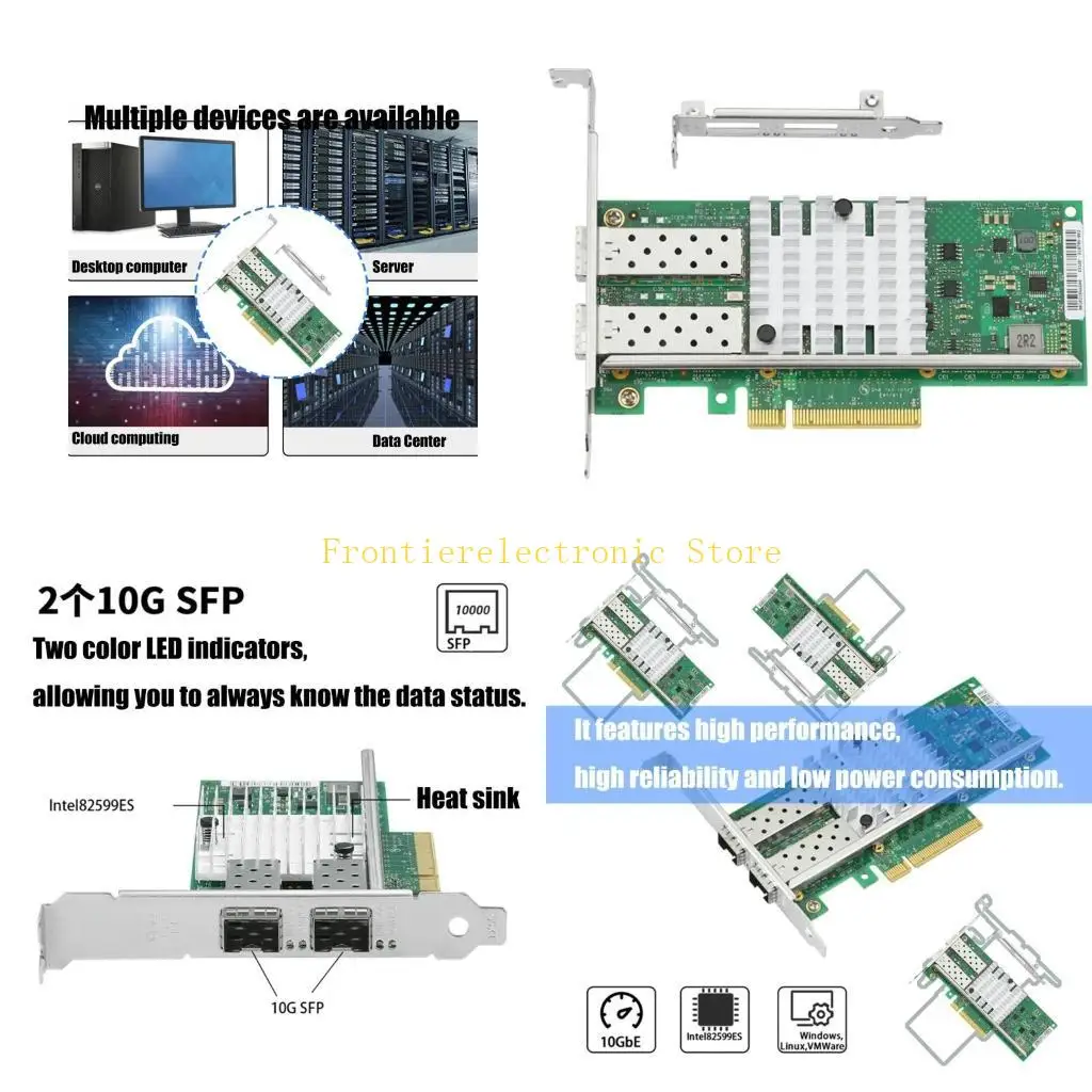 

G8DB PCIExpress 10Gbit Networking Adapter Double Port Fiber Optical Server Use 82599ES