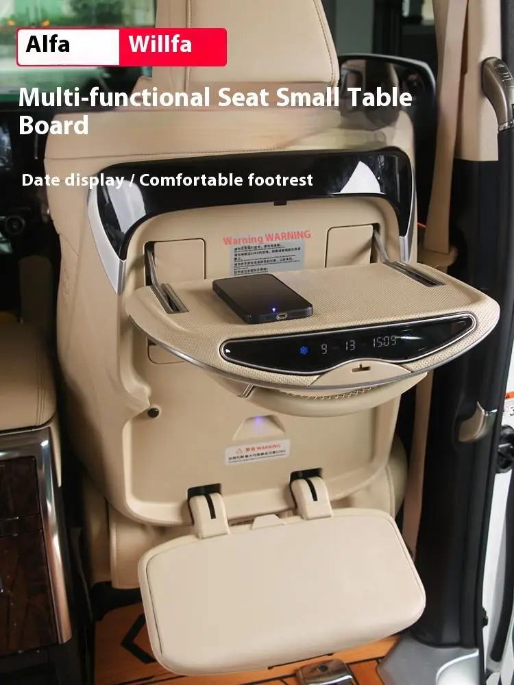 Factory Sales Leather Tray Folding Table Alphard/Vellfire 30/40 Series Direct Fit 3s Release Foldable Wireless & Clock Legrest