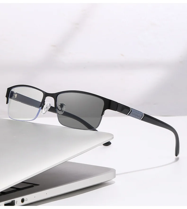 Multifokale Farbwechselnde Herren-Halbrahmen-Smart-Zoom-Brille für Nah- und Fernsicht 806 – Detail 12