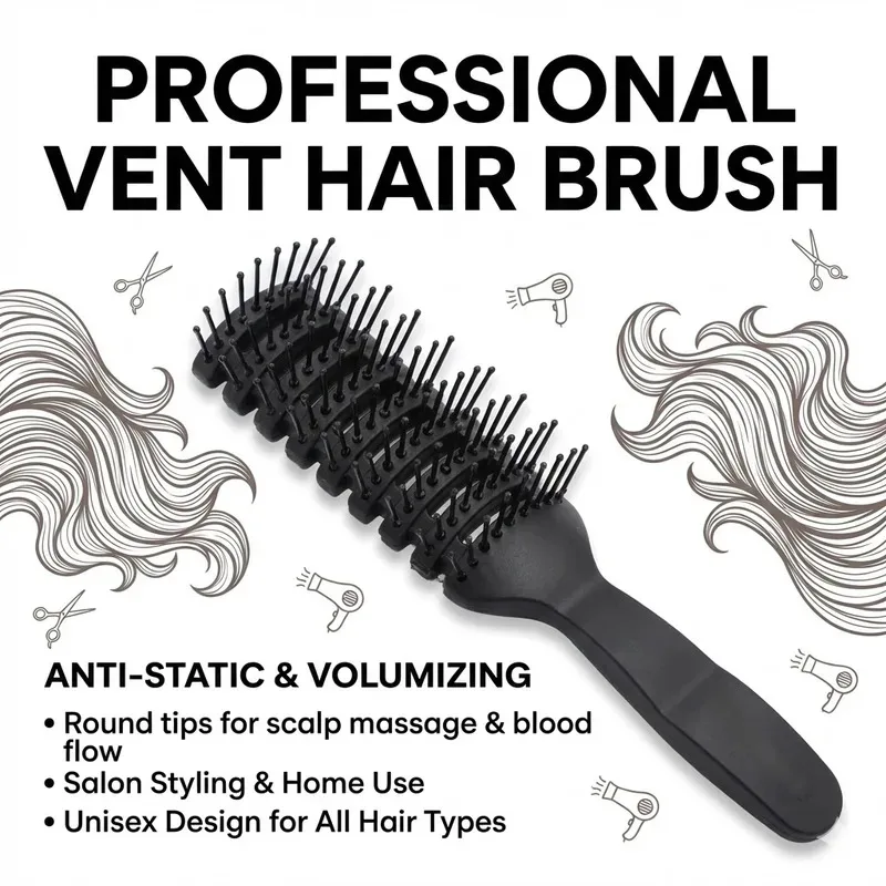 

Antistatic Volumizing Hair Comb - Salon-Use Professional Ribbed Styling Comb, Unisex Home Scalp Massage Comb