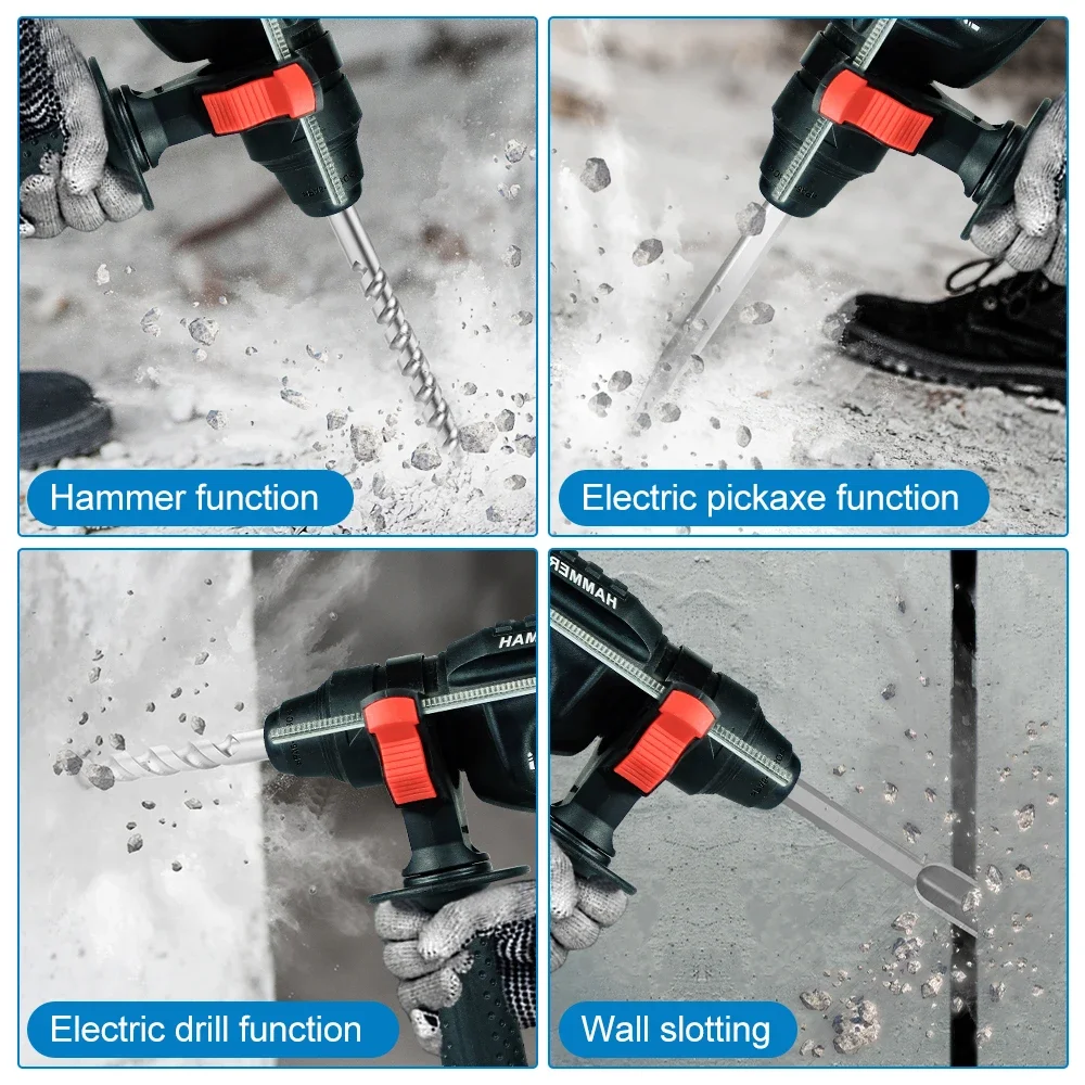 Kamolee Brushless Cordless Rotary Hammer Drill, Makita Battery Compatible, Heavy Duty Electric Impact Drill