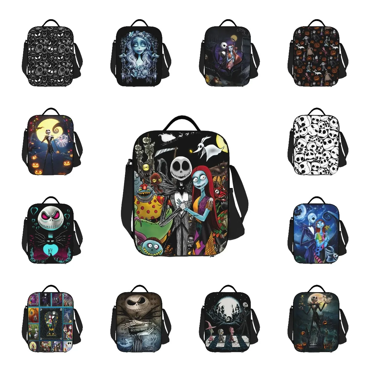 Custom Christmas Nightmare Jack Skellington Skull Lunch Box Women Thermal Cooler Food Insulated Lunch Bag School Student