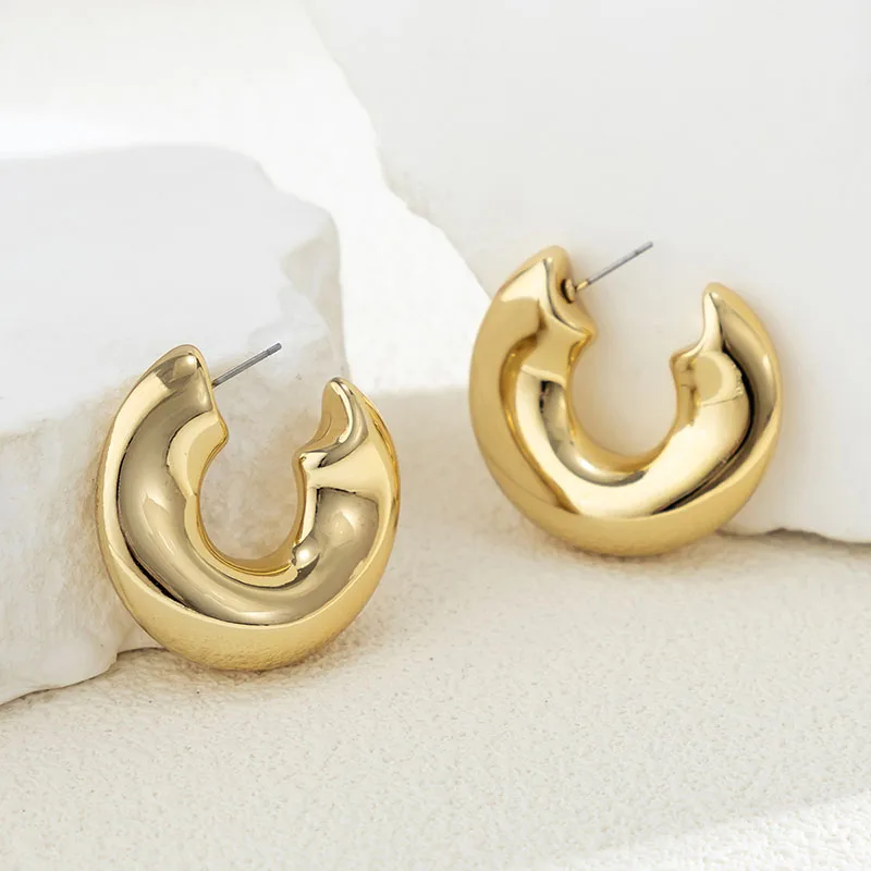 Fashion C Shape Irregular Hoop Earrings Geometric Stud Earrings Ladies Girls Travel Wedding Accessories Jewelry Party Gift