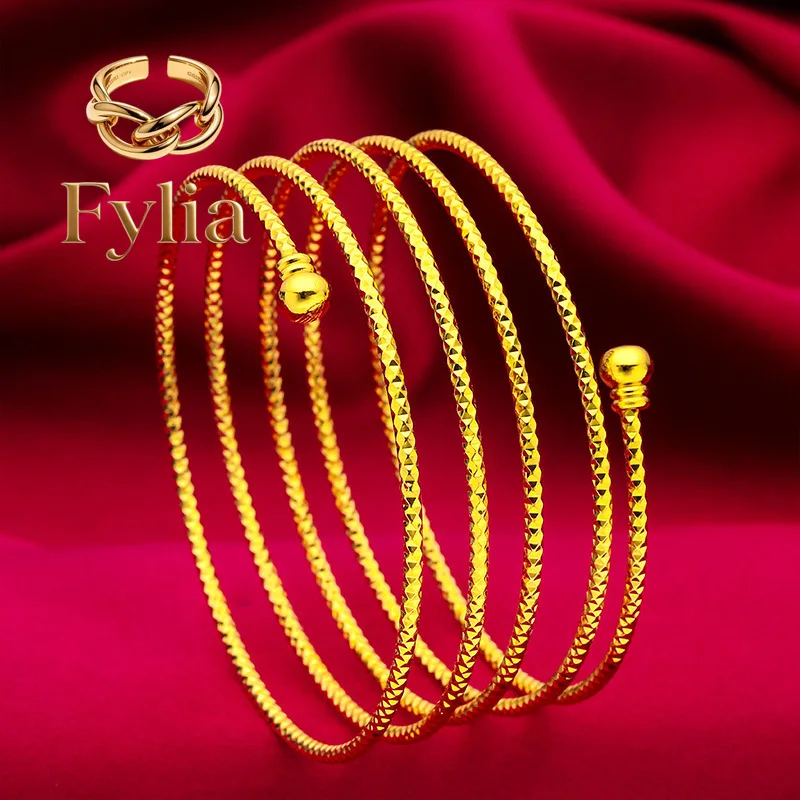 

Fylia Jewelry 24K Gold Beaded Bracelet & Ring Set | AU999 Pure Gold, round gold beads, shiny finish, elegant for daily wear