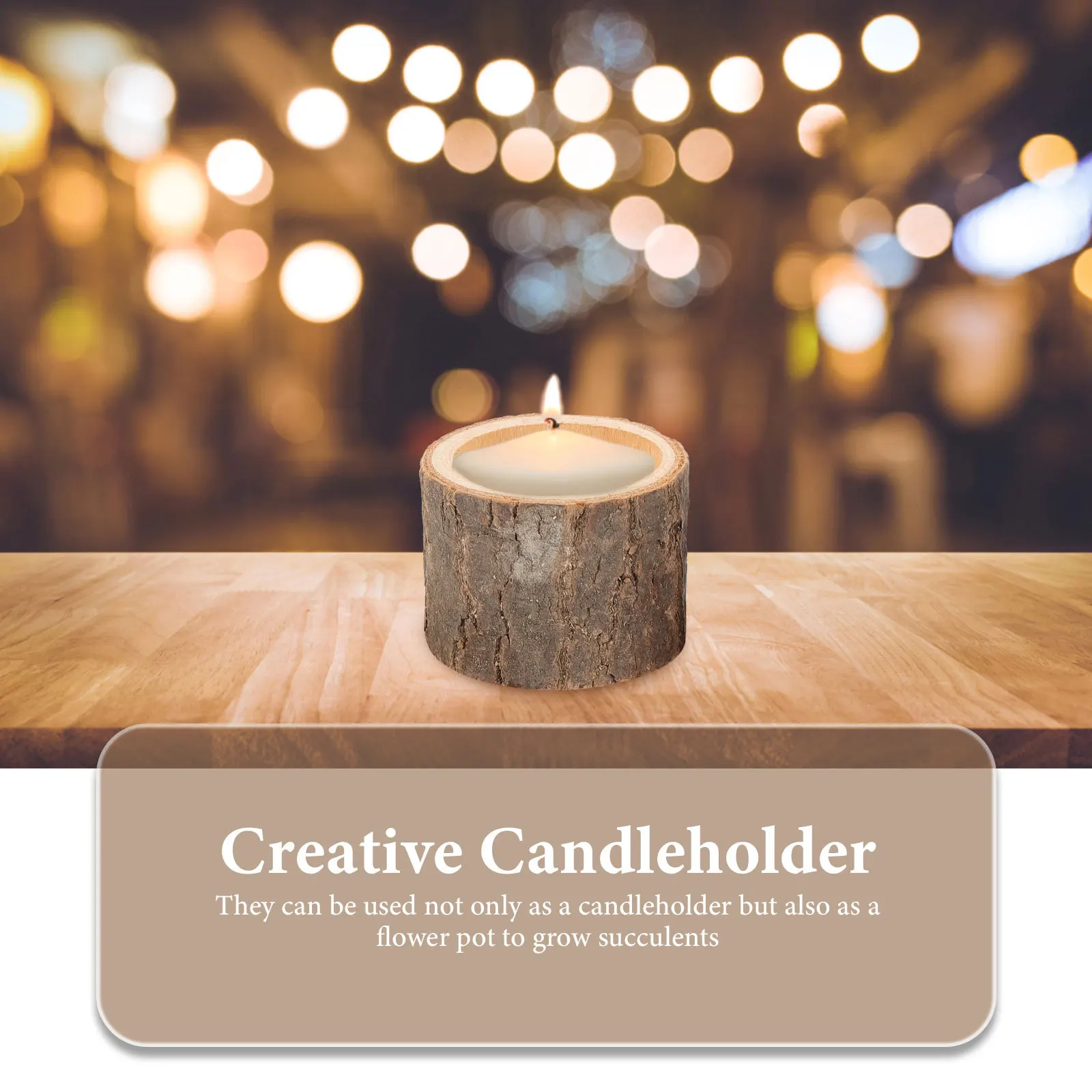 5Pcs Wooden Candleholder Creative Shape Design for Home Wedding Christmas Party Decoration (Coffee) Natural Candlestick