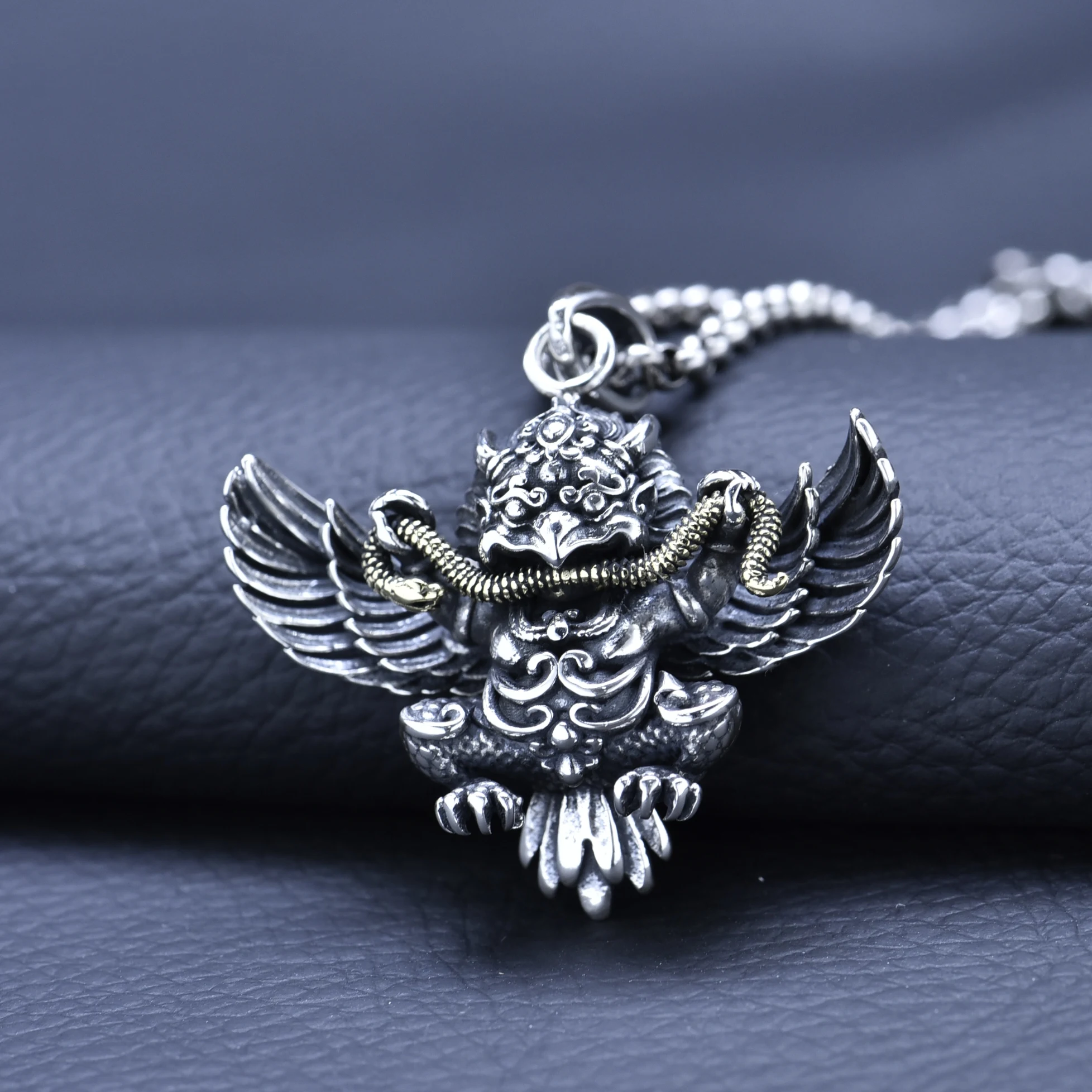 

National fashion myth ornament 925 silver Dapeng bird pendant garoluo bird Jiapeng wings necklace pendant