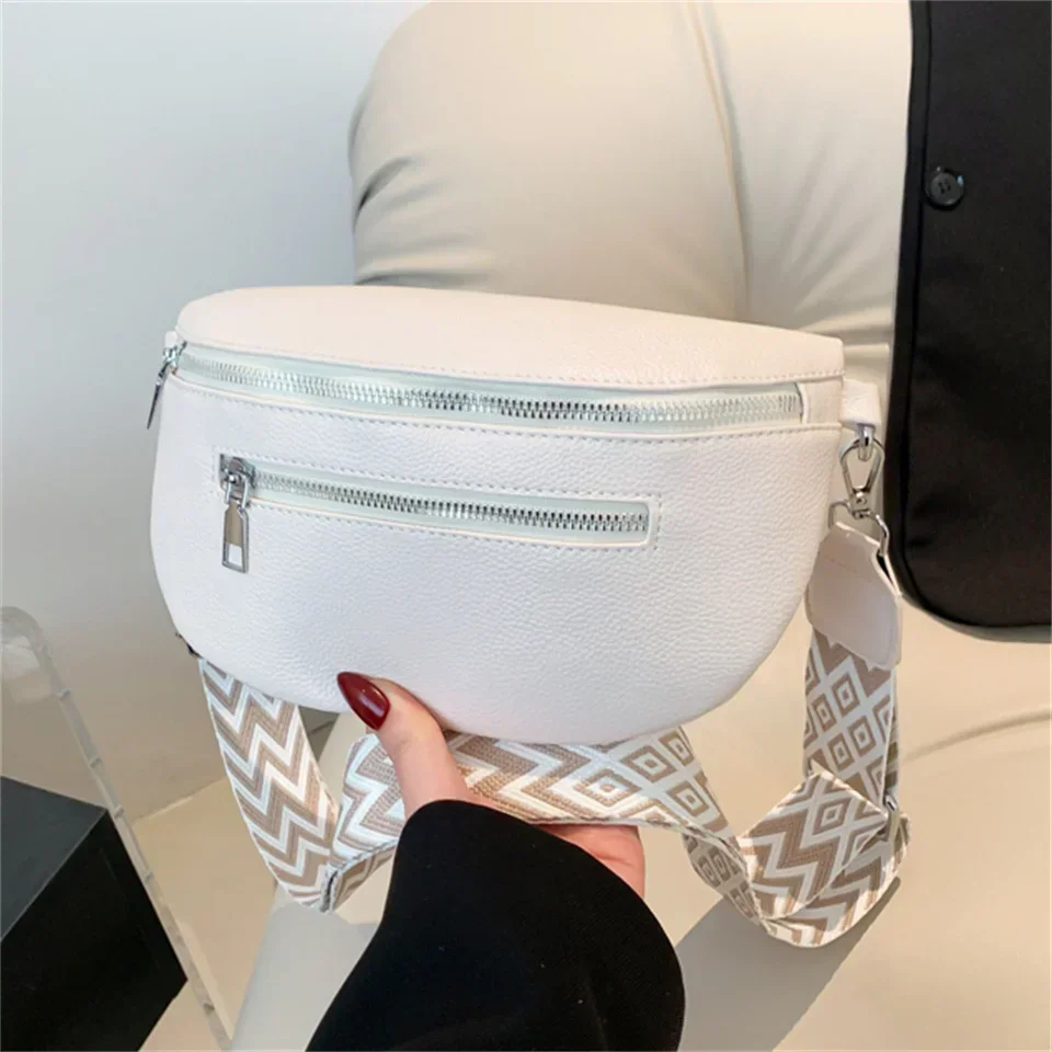 Half Moon Bag High Quality PU Leather Retro Banana Bag Women Chest Bags Waist Fanny Pack Sling Crossbody Commuting Shoulder Bag