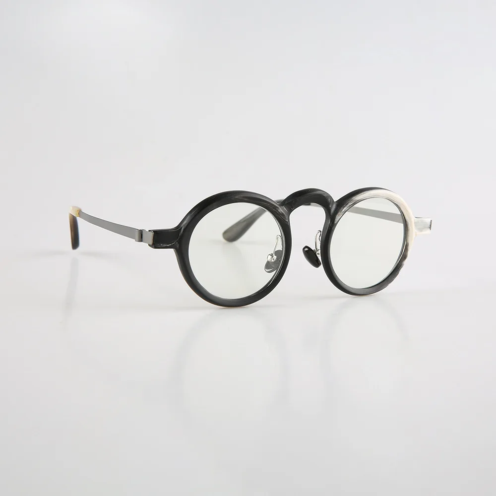 

Eyeglass Frames Unique Vintage Round Titanium Handmade Horn Prescription Reading Man Glasses Frames Optical Lenses Eyeglasses