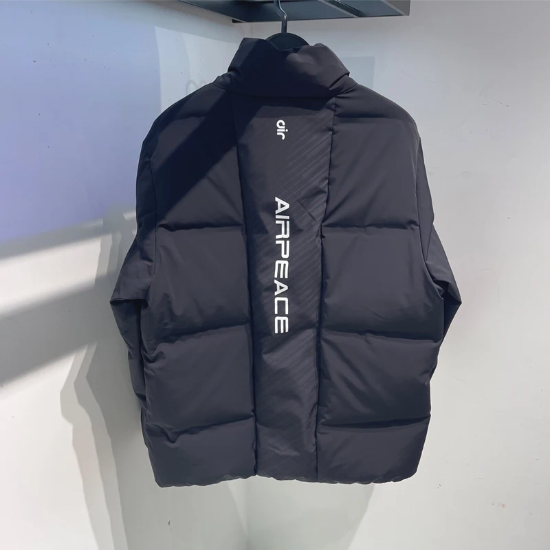 

Thiened Du down Jaet Men's Faion Letter Print Stand Collar Workwear Winter Coat Youth Warm Du Feather Outerwear