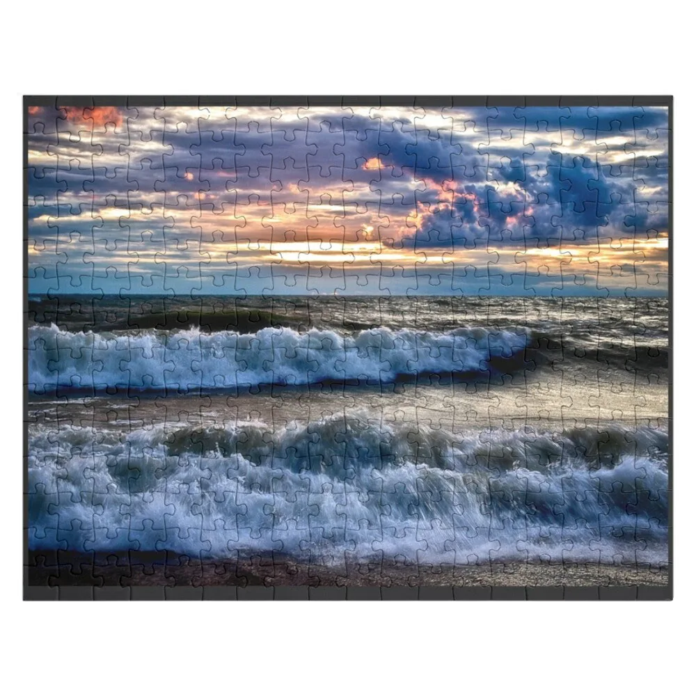 

Waves on the Shore - Erie, PA Jigsaw Puzzle Custom Wooden Puzzle Wooden Animal Puzzle Diorama Accessories