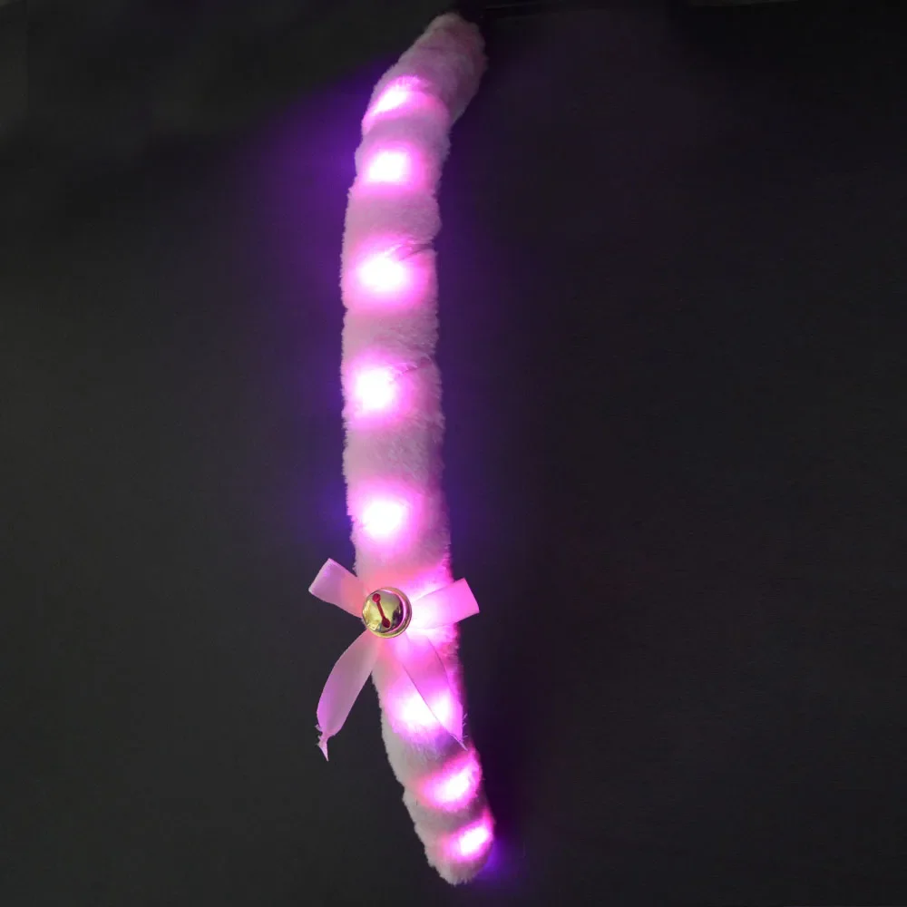 50 cm leuchtendes LED-Licht, Tierschwanz, Fuchs, Katzenschwanz, Kostüm-Requisiten, Rollenspiel, schwarz, weiß, leuchtet im Dunkeln, Hochzeitsfest