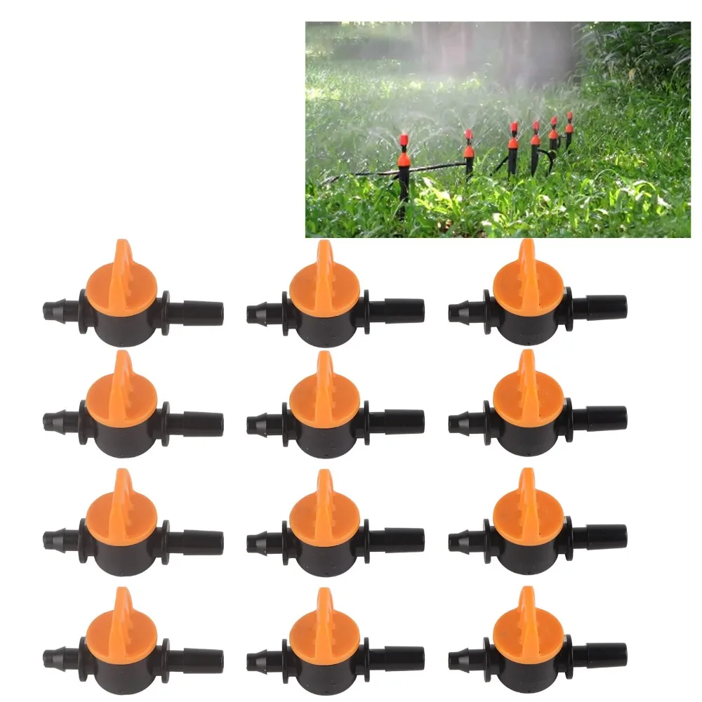 50pcs PP Drip Irrigation Valve 4/7mm Micro Tubing Compact Drip Irrigation Switching Valve Mini 6mm Outer Diameter