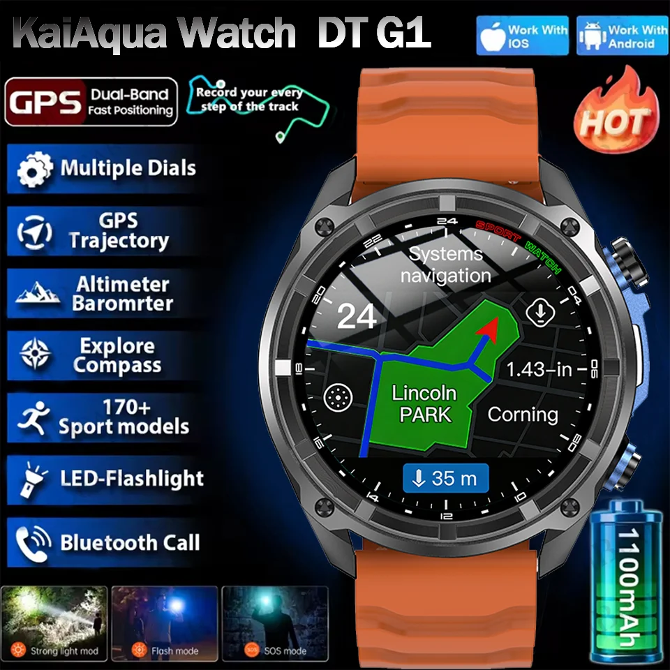 

Новые смарт-часы T-Rex3 Pro 2026 года с аккумулятором 1100 мАч, GPS-трекером, водонепроницаемостью 3ATM, для спорта и бега, с компасом, для активного отдыха, военные смарт-часы